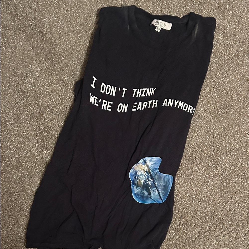 Forever 21 Black Tee with Blue Graphic